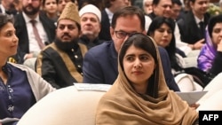 Nobel Peace Prize laureate Malala Yousafzai attends an international summit on girls' education in Muslim communities in Islamabad on January 11.